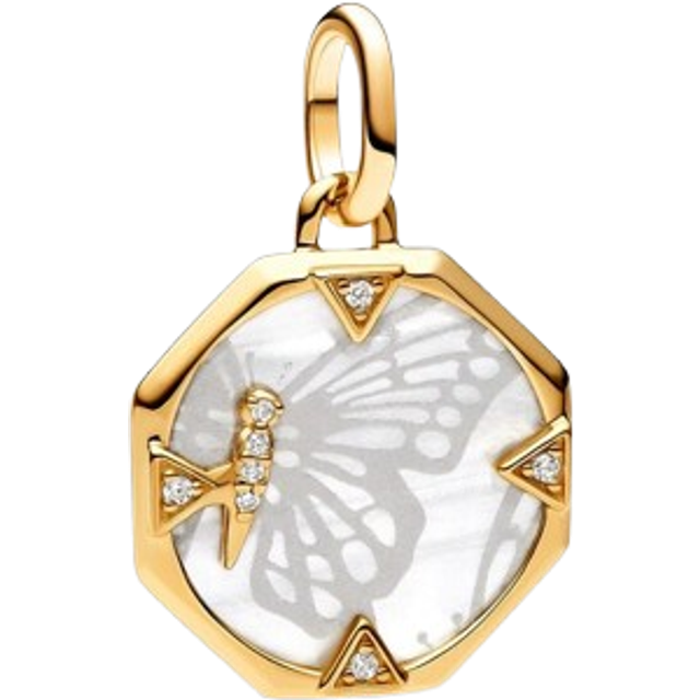 Pandora Pendants & Charms - Butterfly 14k gold-plated medallion with cubic zir - gold - Pendants & Charms for ladies - unisize