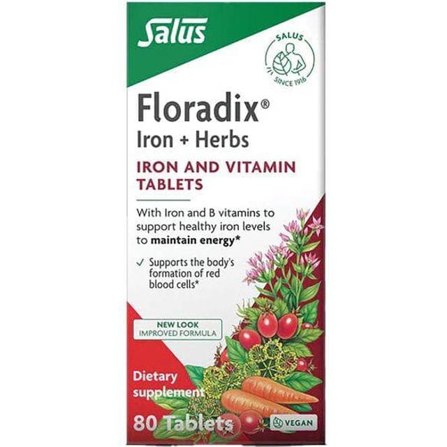 Floradix Iron + Herbs - Iron and Vitamin Tablets Gluten-free Yeast-free Support Healthy Iron Levels 80 Tablets