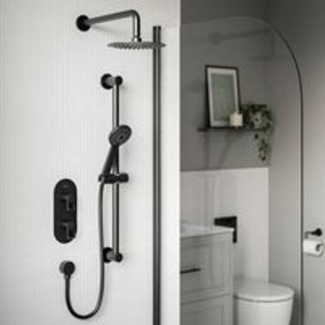 Saffron Dual Concealed Mixer Shower with Shower Kit and Fixed Head - Black - Bristan