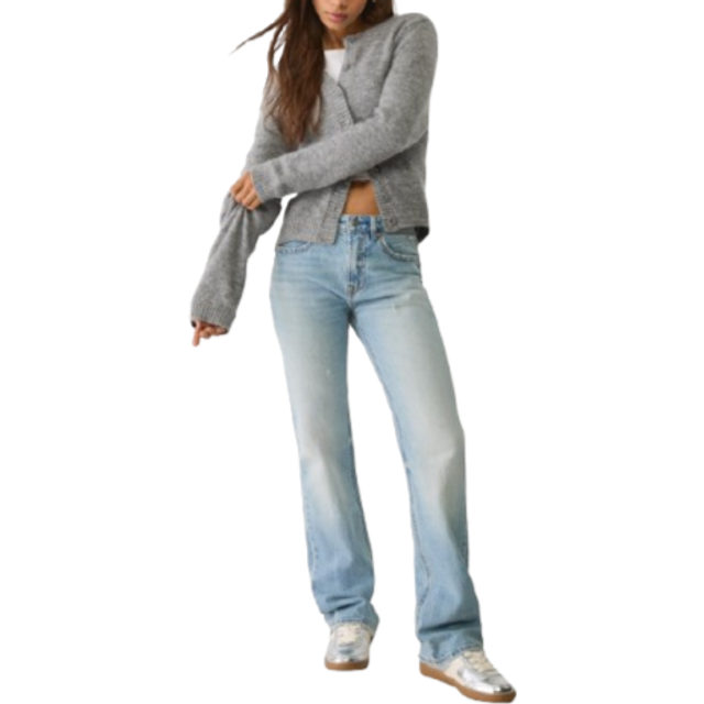 Stradivarius D98 straight-leg vintage effect jeans OVERDYED BLUE DENIM 6