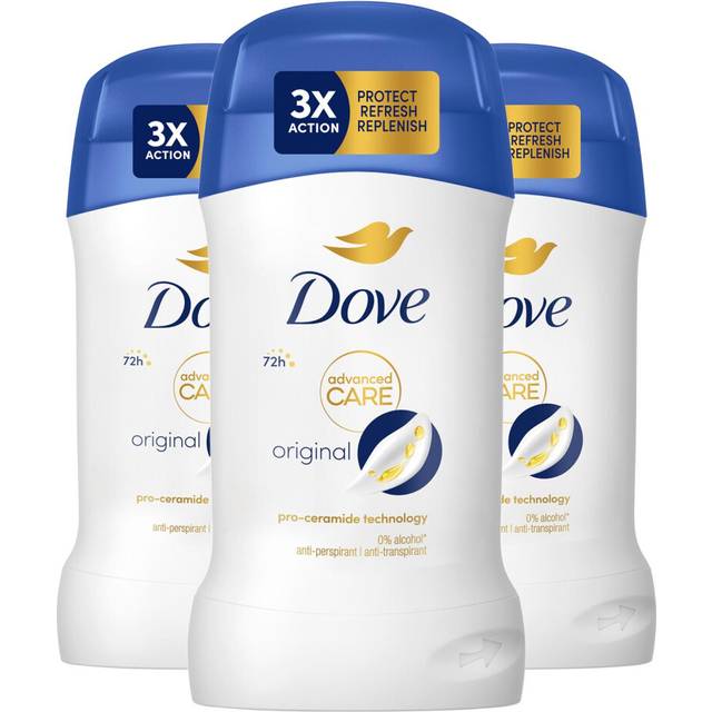 Dove Women Original Anti-Perspirant Deo Stick w/ 72H Sweat Protection 50ml, 3 Pk