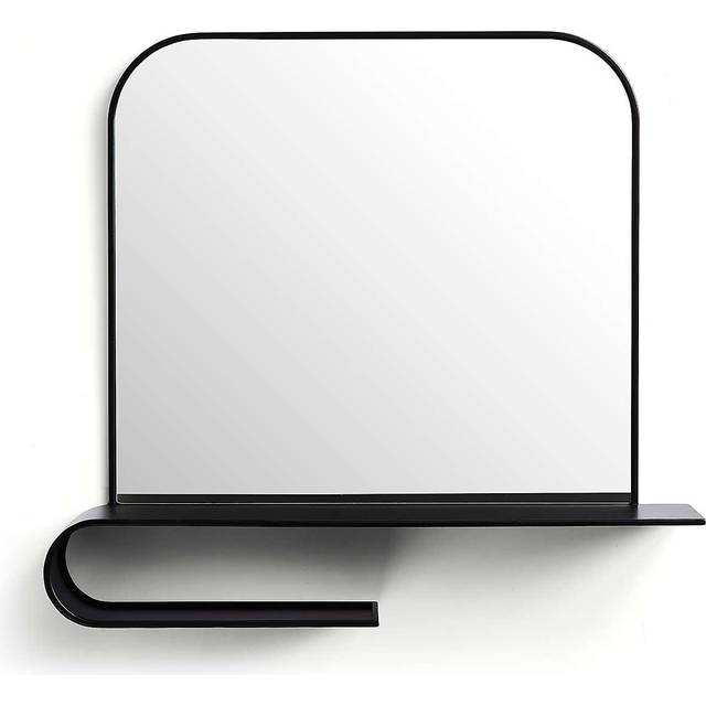 Elements Squoval Wall Mirror with Curling Shelf - Black