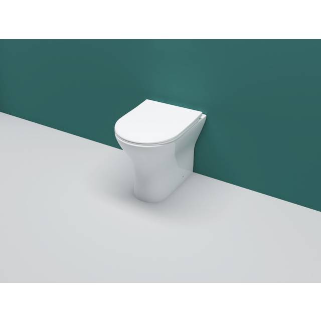 AICA Bathroom Back to Wall Toilet Modern Pan Soft Close Seat Space Saving White