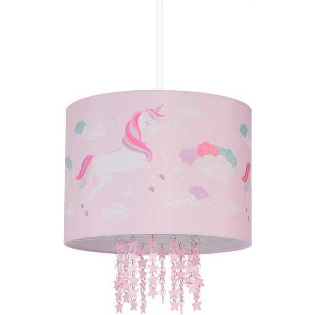 Relaxdays - Kids Light Fixture, Lampshade with Unicorn, 158 x 35 cm, E27, Hanging Lamp for Children's Room, Pink