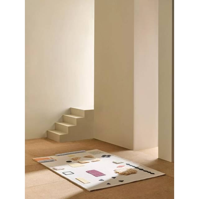 MADE Patti Abstract Berber Texture Wool Rug, White/Multi