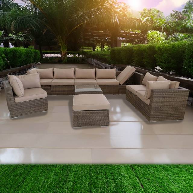 Furniture One 8 Seater Cube Garden Furniture Set, Grey