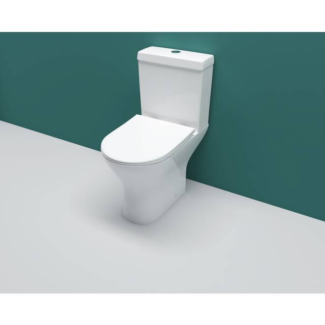 AICA Bathroom Close Coupled Toilet Slim Soft Close Seat Pan Short Projection WC
