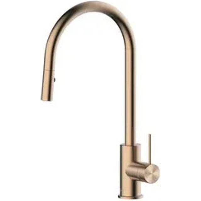 Aurum 44 cm Sink mixer with pull-out 2 spray shower, brushed rose gold (SATBAUR286BRG) - Swiss Aqua Technologies