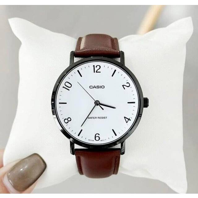 Casio Standard Analog Leather Strap White Dial Quartz MTP-VT03BL-7B Men&#39;s Watch