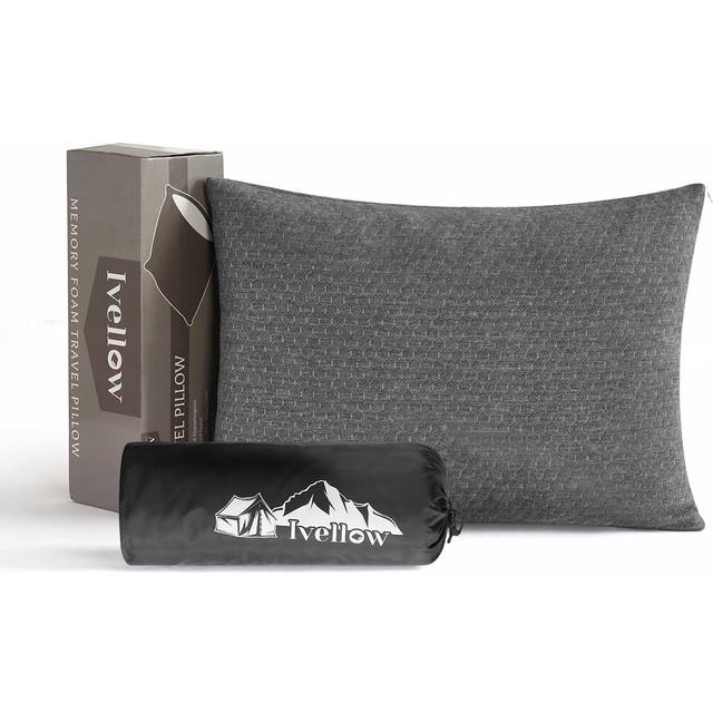 Ivellow Compact Firm Supportive Compressible Pillow  Shredded Memory Foam for Travel  Sleeping  Camping  Adults Kids Outdoor Backpacking Hiking Essent