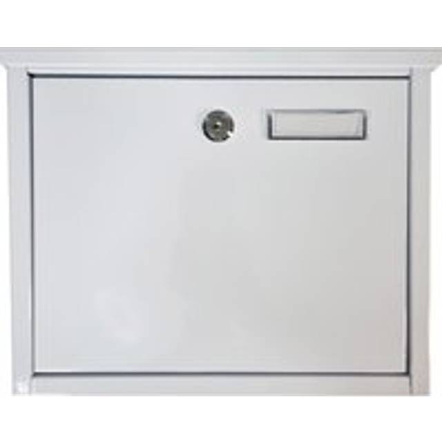Outdoor Wall Mounted Post Box with Cylinder Lock - White - One Size