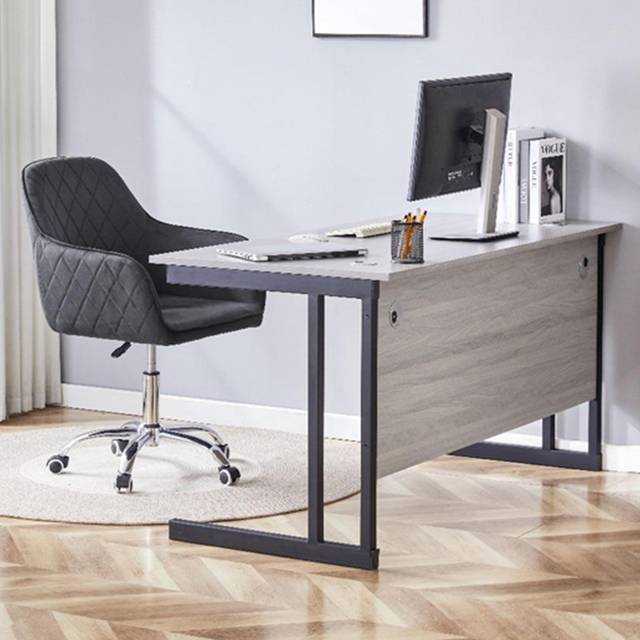 Kosy Koala Grey Office Desk with Black Velvet Upholstered Chair and Matching Drawer Unit, Multi