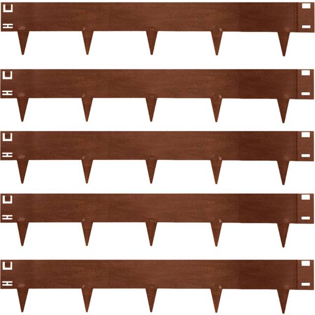 (Pre-Rusted) Metal Lawn Edging Garden Border - 5 Pieces