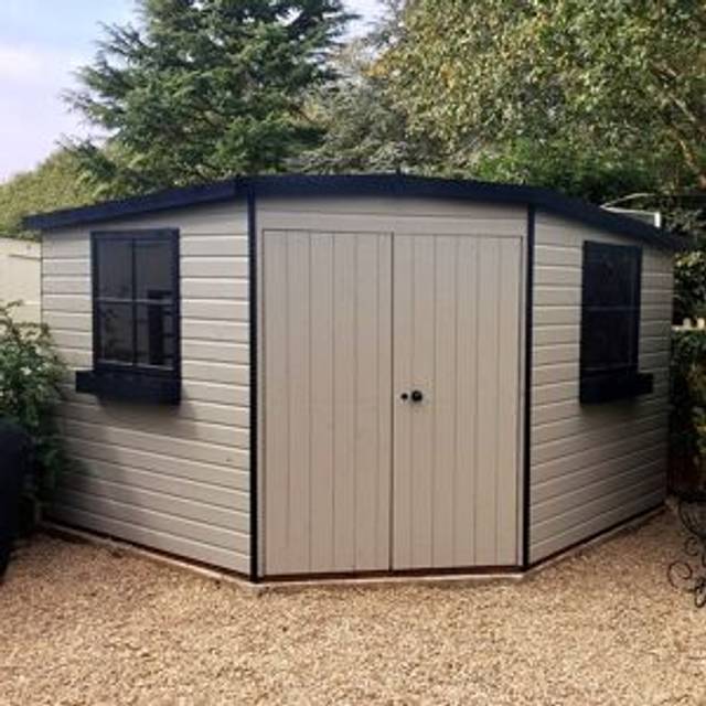 10x10 Shire Murrow Tongue and Groove Corner Shed - 10 x 10 Shire Murrow Corner Shed in Shiplap tongue and groove