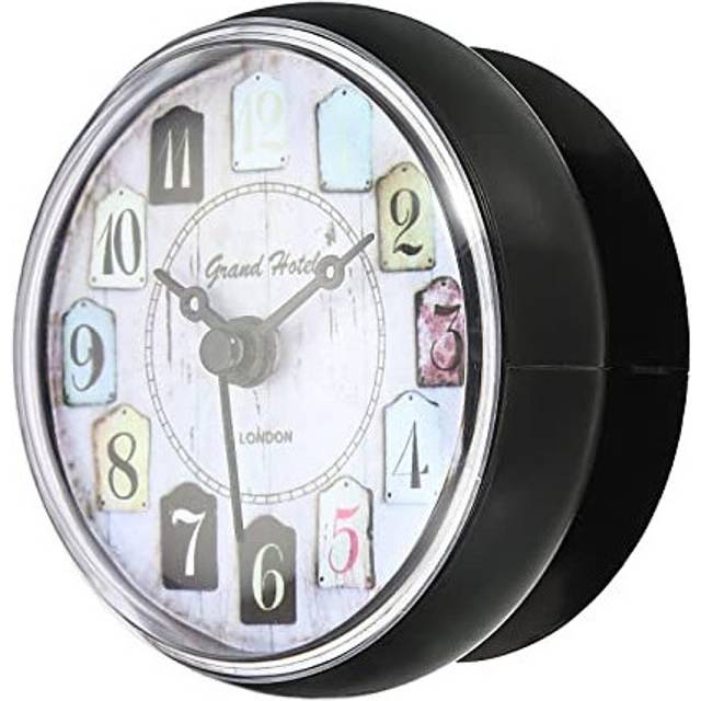 Waterproof Shower Clock, Mini Cute Mirror Wall Clocks with Suction Cup for Bathroom Kitchen Home Decoration, Black