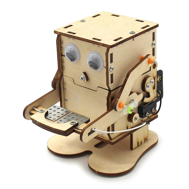 Robot Eating Coin Wood DIY Model Teaching Learning Stem Project Kit for Kid Science Experiment - 1 PC