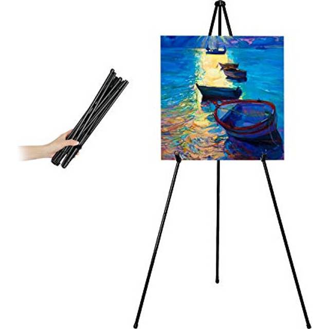 Easel Stand Black Easel Art Display Tripod Collapsible Floor Easel, Lightweight Metal Adjustable Folding Easel for Presentations Posters Art Displays