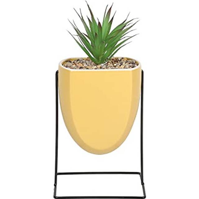 Sleepdown Halo Green Leaf Ochre Stand Artificial Faux Plant for Home Office Bathroom Decor Indoor Decoration Aesthetics