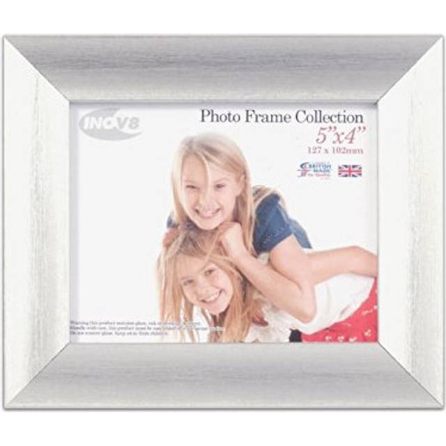 PFES-SPSR-54 British Made Traditional Picture/Photo Frame, Scoop Silver, Wood, 5x4 inch