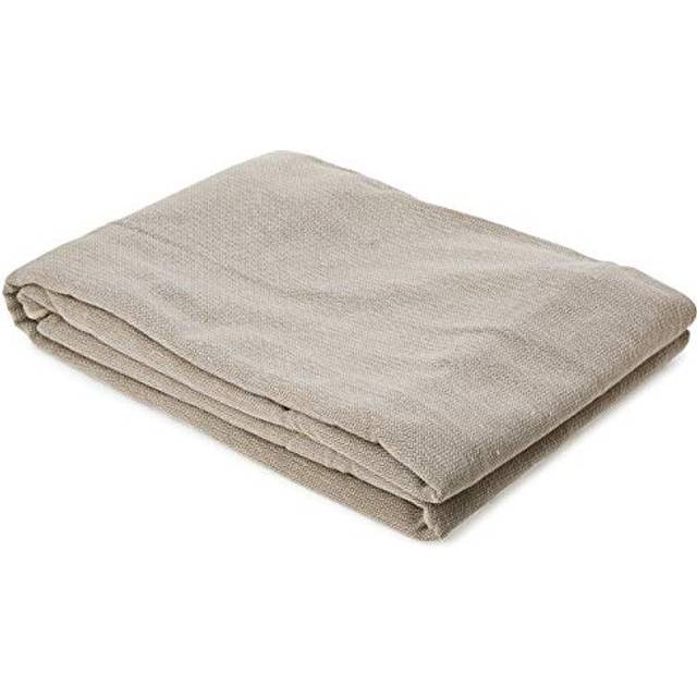 Constanza universal sofa cover with ribbons 2 color 01-linen, Cotton, Two_Seats