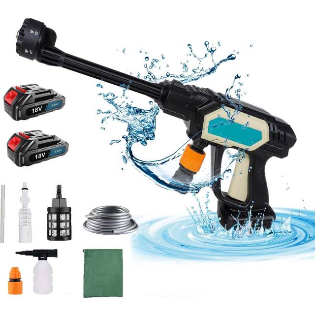 Cordless Power Washer 18V Battery Jet Wash, Portable Pressure Washer With 3.0Ah Battery & Charger, 6 In 1 Nozzle, Foam Pot, 16ft Hose And Carrying