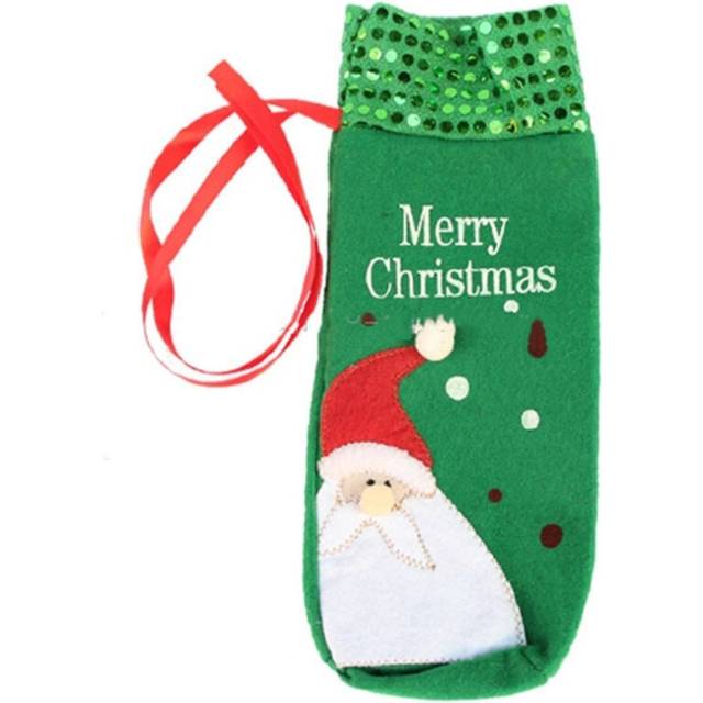 3PC Merry Christmas Santa Claus Christmas Dinner Table Decoration Champagne Wine Bottle Bag