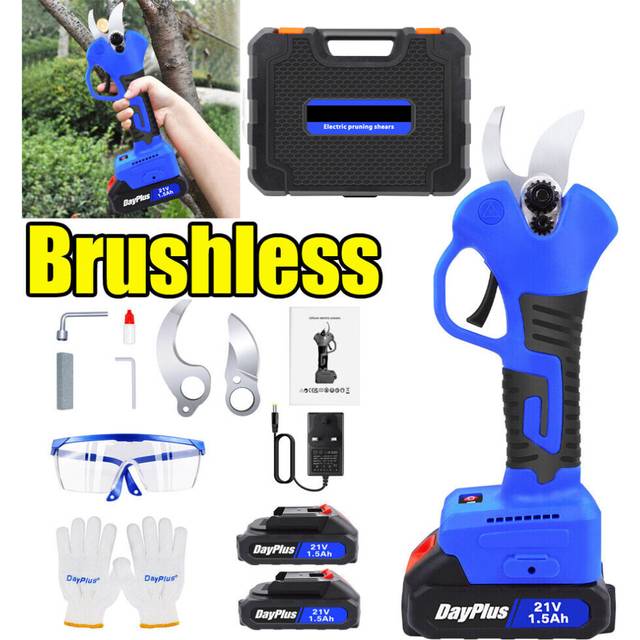 500W Cordless Pruner Electric Secateurs Pruning Shears with 2pcs Rechargable Battery Carry Case 28mm Cutting Diameter