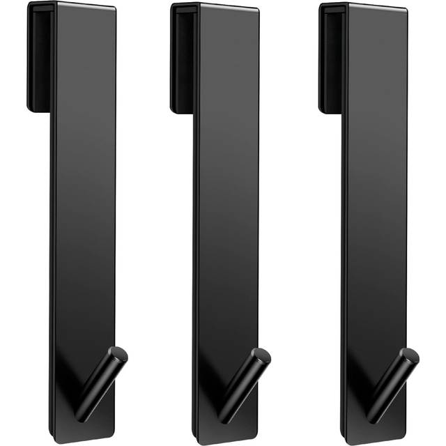 Shower Door Hooks(7.5 Inch),Stainless Steel Towel Hooks,Heavy Duty Rack Hooks for Robe,Towel-3 Pack-Black
