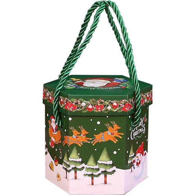 50pcs Christmas Rope Apple Candy Packing Box Biscuit Gift Baking Paper Box-Green