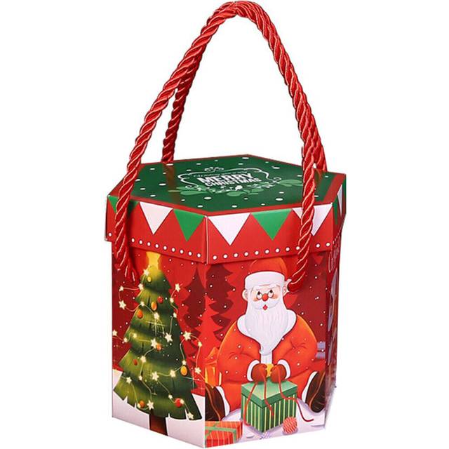 50pcs Christmas Rope Apple Candy Packing Box Biscuit Gift Baking Paper Box-Red