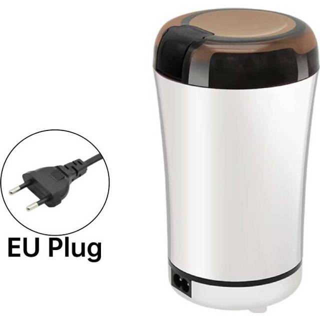 (White EU) Electric Coffee Grinder Bean Spice Nut Mill Blender Stainless Steel Kitchen
