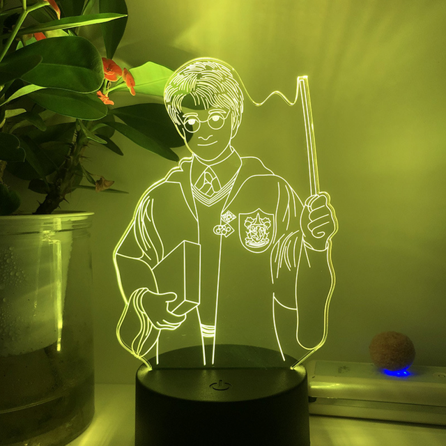 Magic Academy Harry Potter Night Light 3D LED Illusion Lamp for Children's Bedroom Decorative Lamp -- Pattern MÃ¯Â¼Black SeatÃ¯Â¼