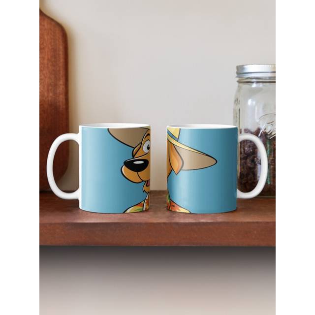 (Cartoon dog is wearing hat, colorful Hawaiian shirt.-7198) Coffee Mugs 11oz Girls Basketball Ceramic Mug Cute Novelty Christmas Gifts
