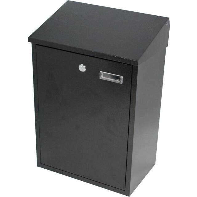 Buckingham Post Box Extra Large Wall-Mounted Lockable Weather-Resistant Black Metal Mailbox