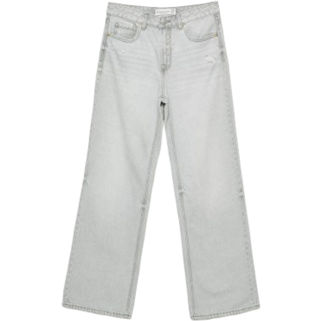 Stradivarius Petite D92 – Ljusgrå jeans med raka ben-Grå/a