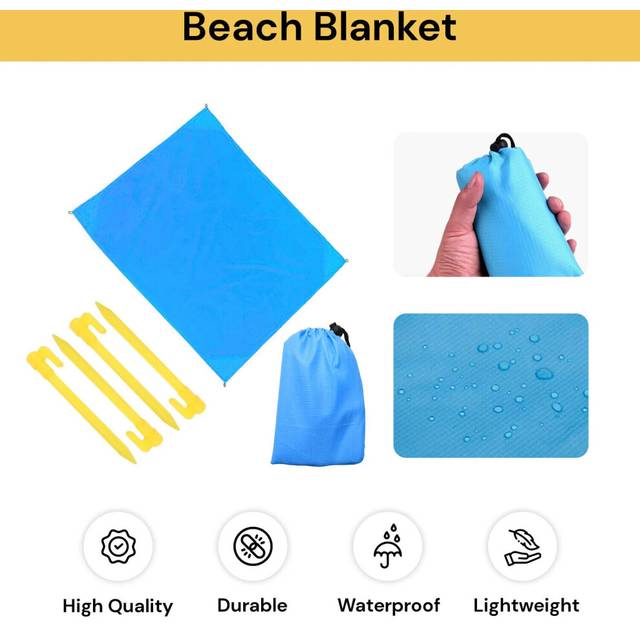 Large Picnic Blanket Mat Rug Folding Outdoor Camping Beach Travel Waterproof-Blue