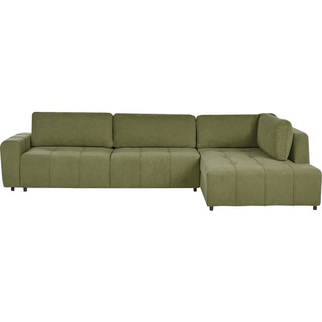 Beliani Left Hand 4 Seater Fabric Corner Sofa Bed With Storage Green Innvik, Green