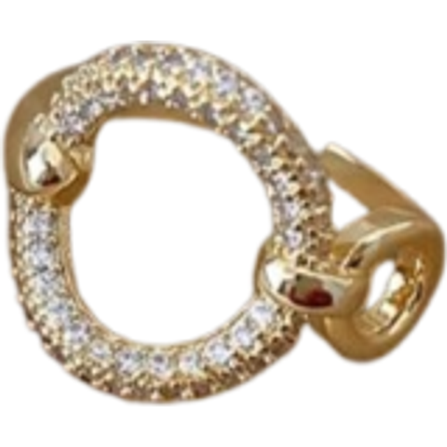 1 st Glamoröst rostfritt stål Cubic Zirconia Circle Decor Cuff Ring För Kvinnor För Fest - Gult guld (En-Storlek)