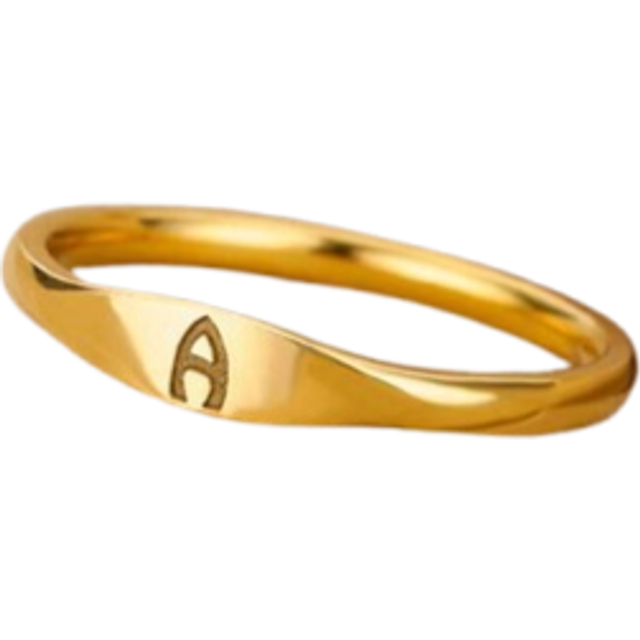 1 st. Europeiska och amerikanska Stil Enkelt mode Guld Rostfritt Stål Alfabet Ring För män och kvinnor , Dagligt slitage - Gult guld (L,M,S,H,A,T,O,X,B,C,D,E,F,G,I,J,K,N,P,Q,R,U,V,W,Y,Z)