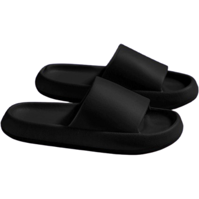 Kvinnor Minimalistisk Wide Fit Anti-Slip Fritidsrutschbanor - Svart (EUR36-37,EUR38-39,EUR40-41,EUR42-43)