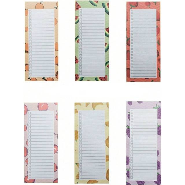 SHEIN 50 Sheets/Pack,Magnetic Memo Notepad, Large Grocery List, To-Do List, Shopping List, Reminder - Powerful Magnetic Backing, Fruit Design, Magnetic Tear