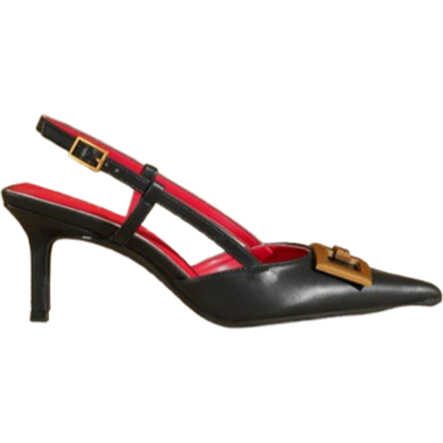 On feet& in love Women&#39;s Elegant Fashion Pointed Toe Slingback High Heel Pumps, Metallic Buckle Decor Versatile Commuter Shoes Suitable For Dresses And Weddings