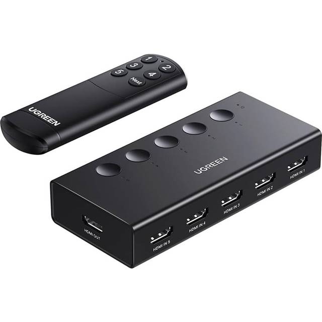 HDMI Switch 5 in 1 Out, HDMI Splitter 4K@60Hz with Remote, 5 Port HDMI 2.0 Switcher Support 3D CEC HDR HDCP 2.2, Compatible with PS5/4, Xbox, TV Box,