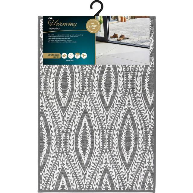 JVL Harmony Machine Washable Entrance Doormat - 50x75cm - Eyes, Grey