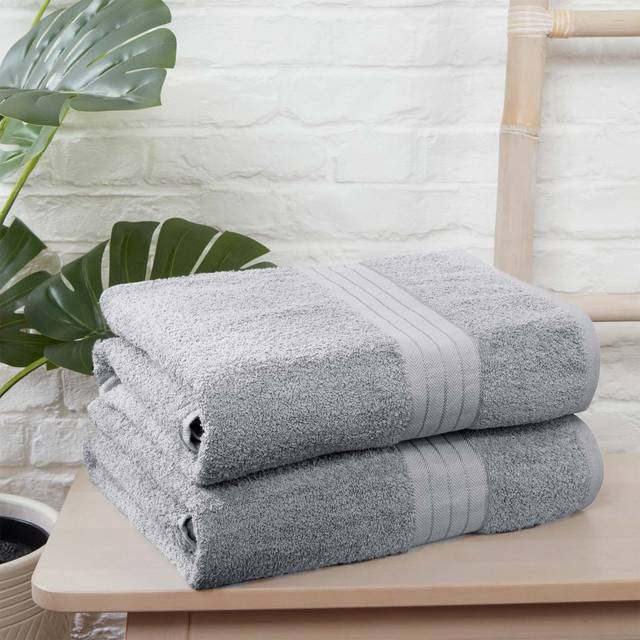 Brentfords 100% Cotton 2 Jumbo Bath Sheets - Silver - Grey