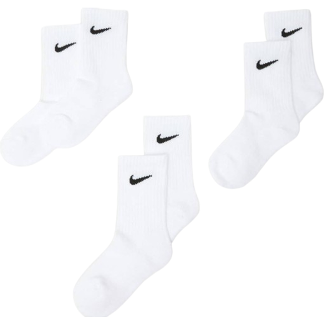 Nike White Kids Basic Crew Socks 3 Pack