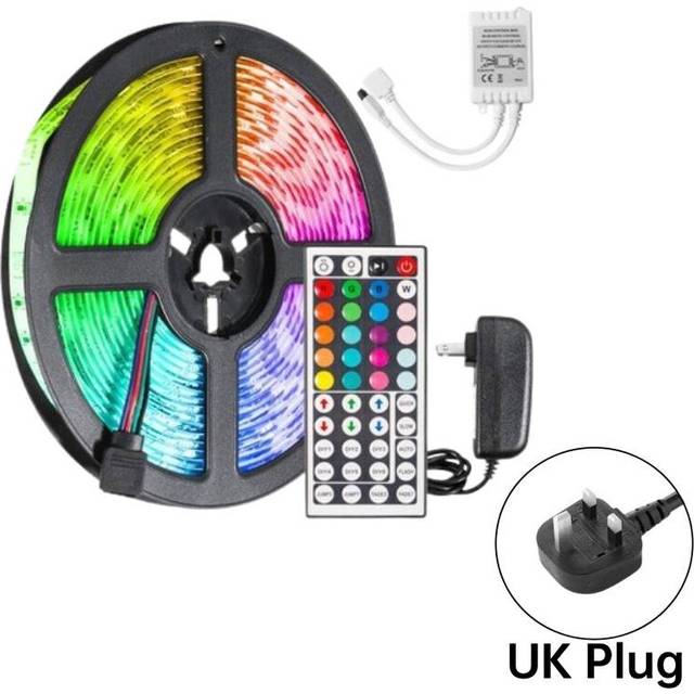 (UK) Led Strip Lights 15m Remote Control Plug Rgb Colour Changing Lamp Dimmable Light
