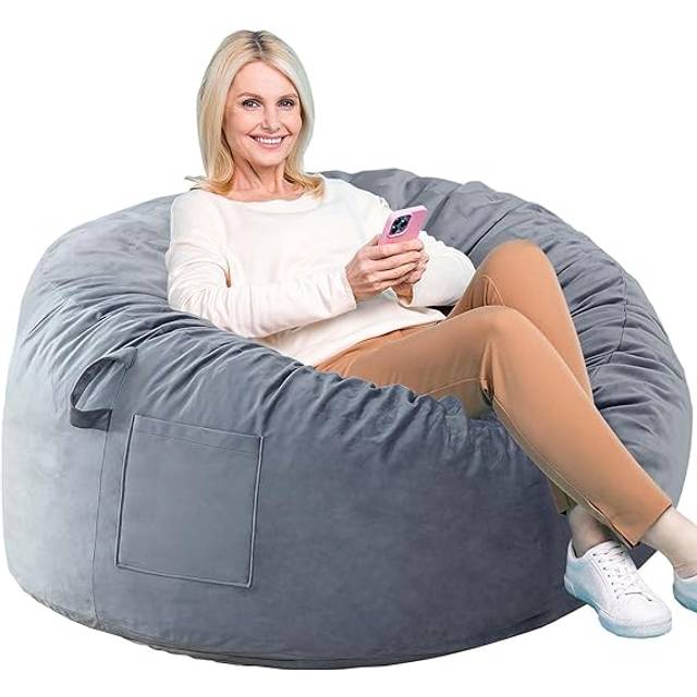 Bean Bag Chairs  Memory Foam Bean Bag Chair for Adults/Teens/Kids  Velvet Lazy Sofa Furniture with Removable High-Rebound Memory Foam for Living Room