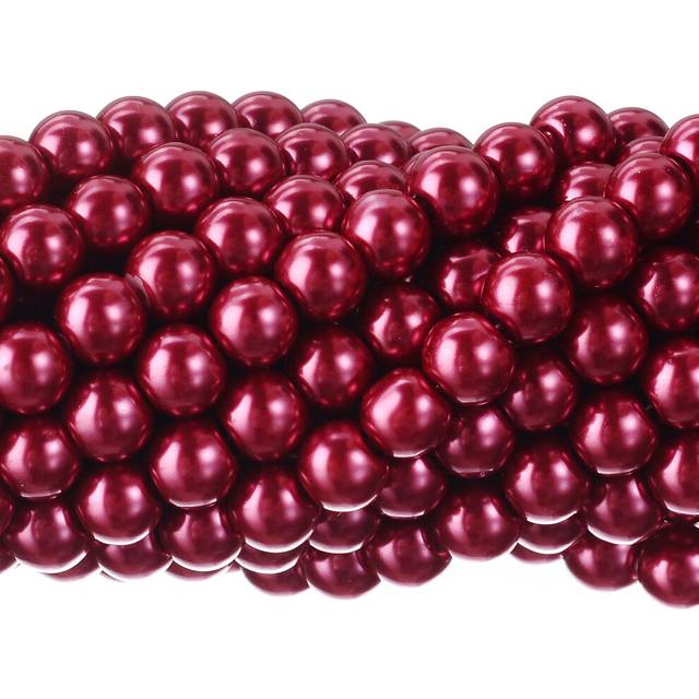 RUBYCA 200Pcs Czech Tiny Satin Luster Glass Pearl Round Beads for Beading Jewelry Making 6mm Rose