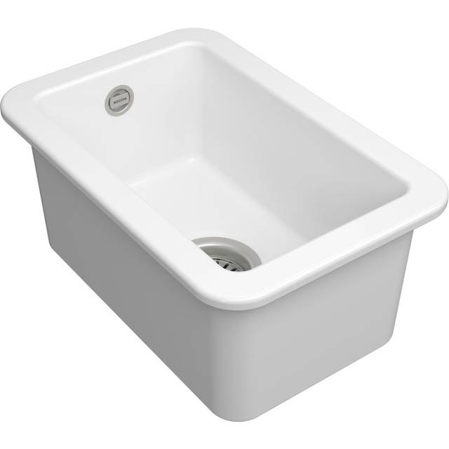 Sotto 12 1.0Bowl Ceramic Undermount Kitchen Sink, G White w Waste-305x455mm - Gloss White (305mm L X 455mm W)